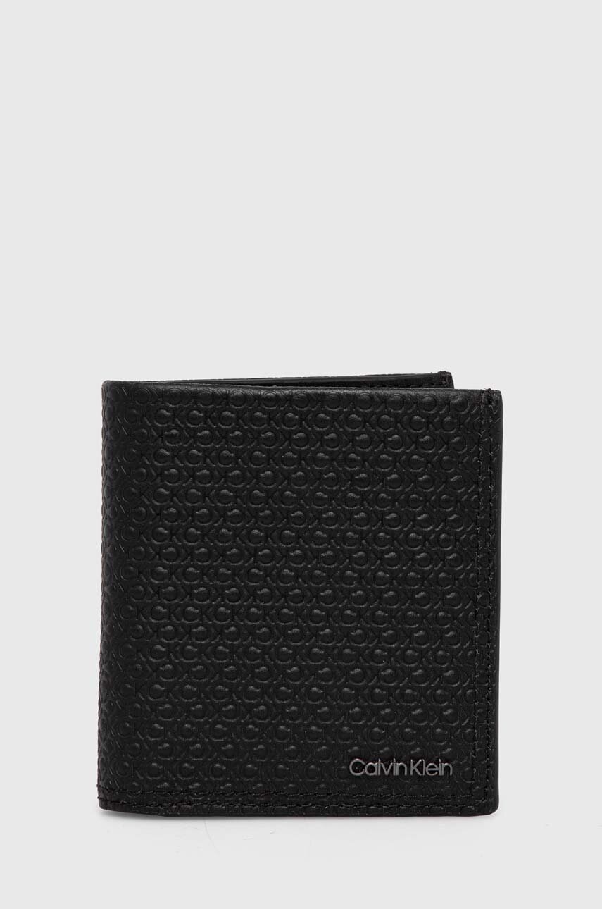 

Кожен портфейл Calvin Klein мъжки в черно, Черен