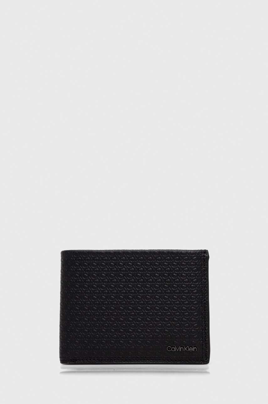 

Кожен портфейл Calvin Klein мъжки в черно, Черен