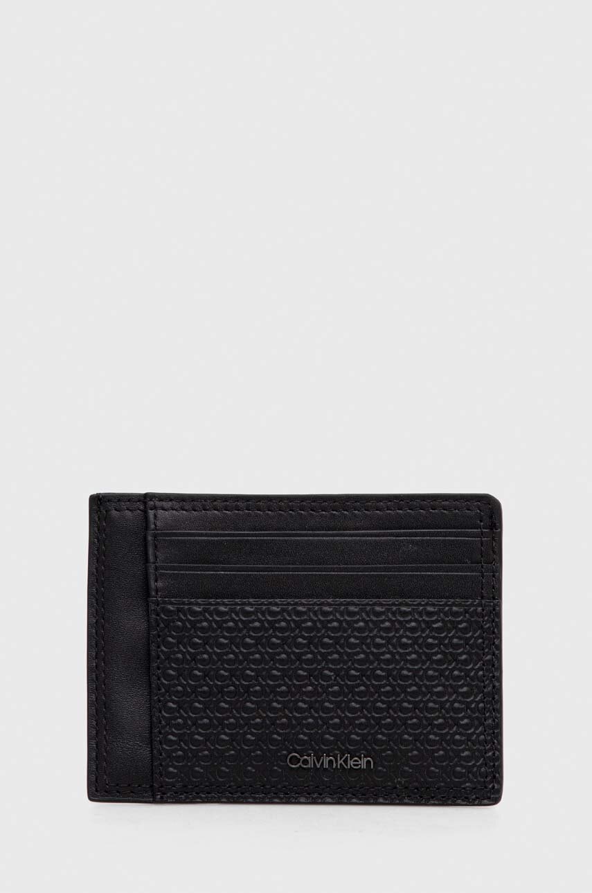 

Кожен портфейл Calvin Klein мъжки в черно, Черен