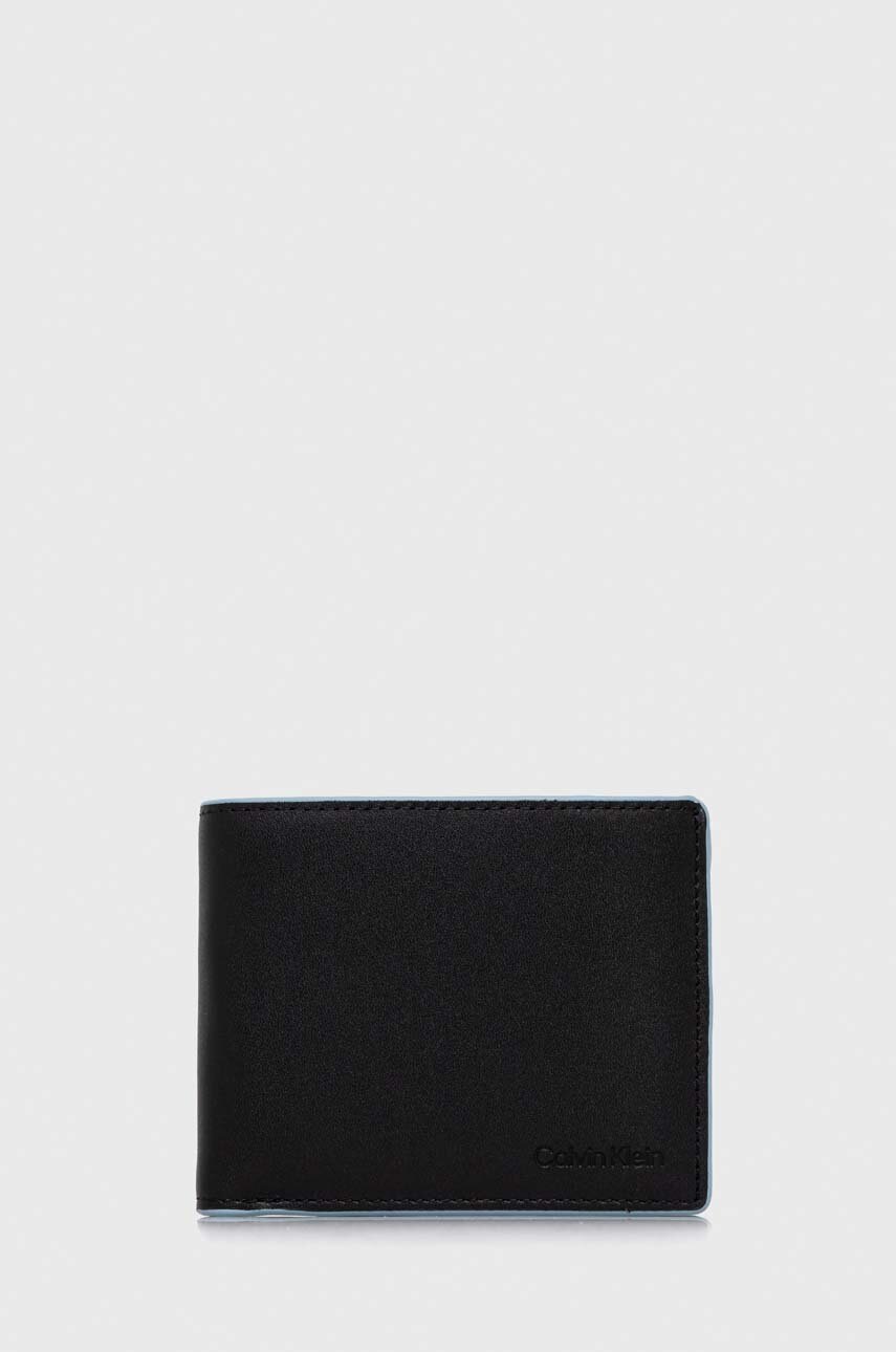 

Кожен портфейл Calvin Klein мъжки в черно, Черен