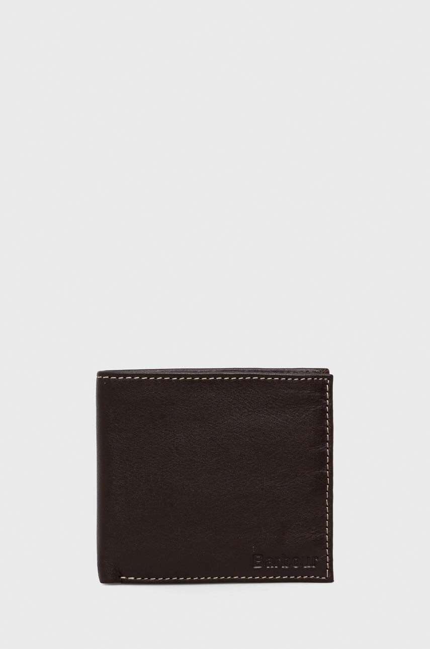 Barbour portofel de piele barbati, culoarea maro