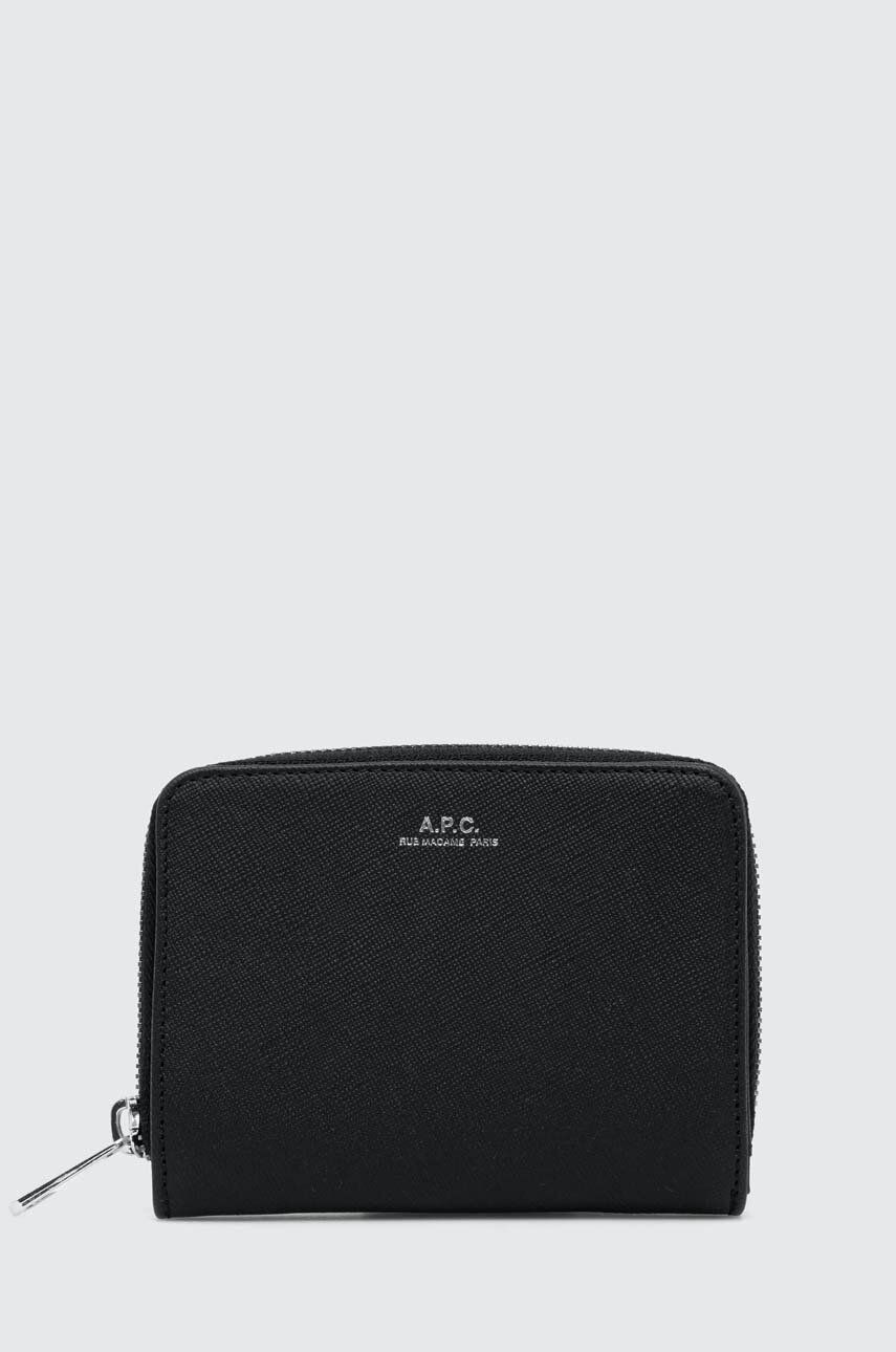 Δερμάτινο πορτοφόλι A.P.C. ανδρικά, χρώμα: μαύρο