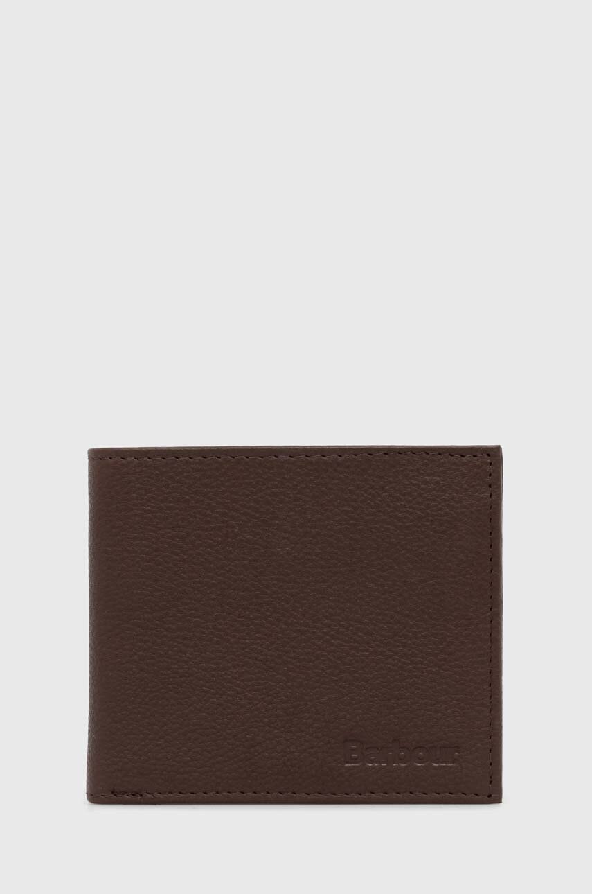Barbour portofel de piele Padbury Billfold bărbați, culoarea maro, MLG0049