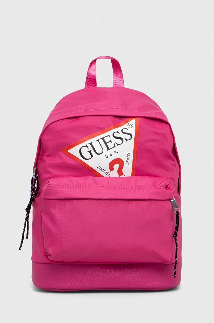 Дитячий рюкзак Guess колір рожевий великий з принтом