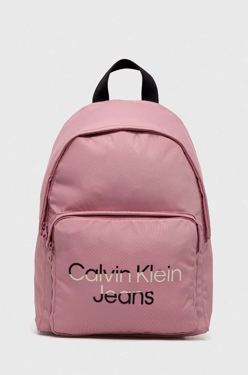 

Детска раница Calvin Klein Jeans в розово голям размер с изчистен дизайн, Розов
