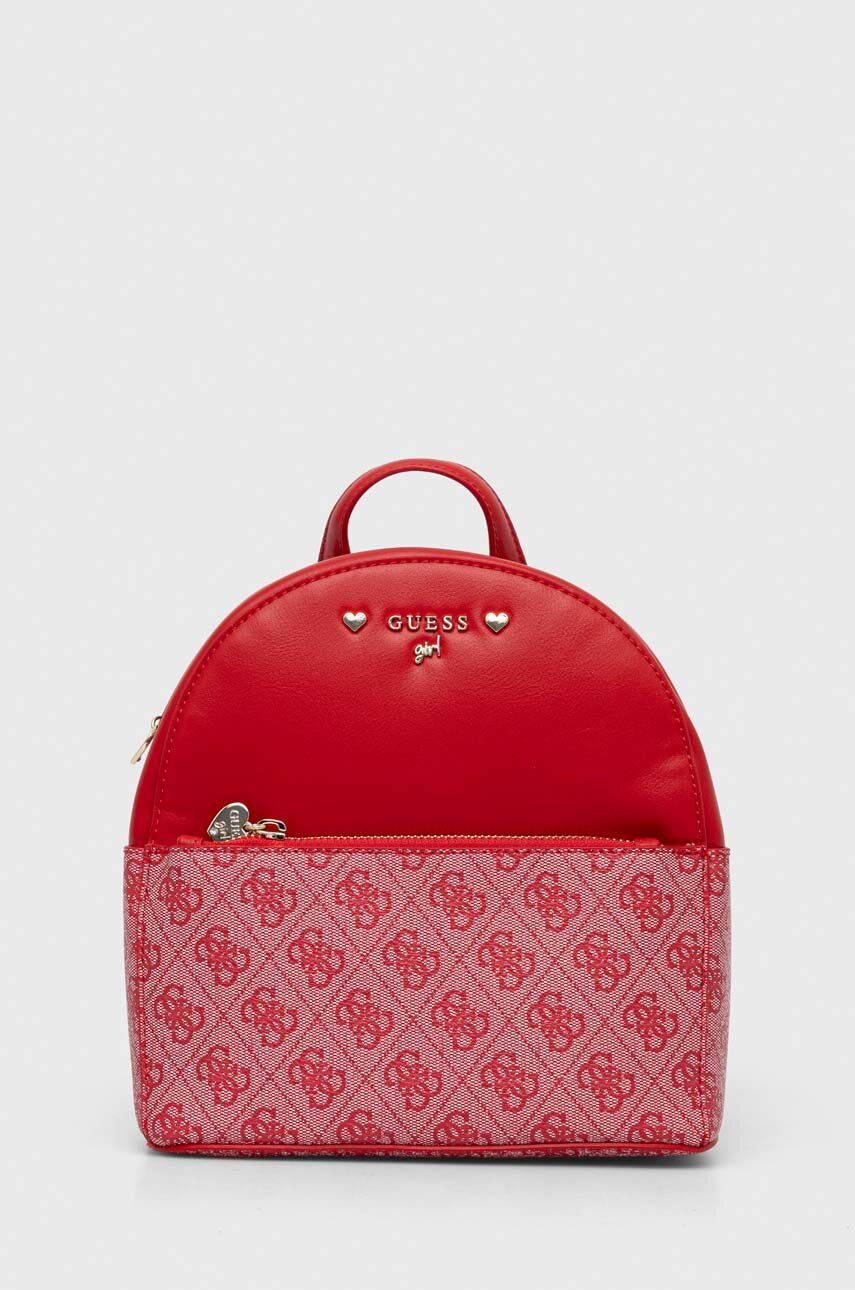 Dětský batoh Guess červená barva, malý, vzorovaný - červená - Hlavní materiál: 100 % Polyuretan