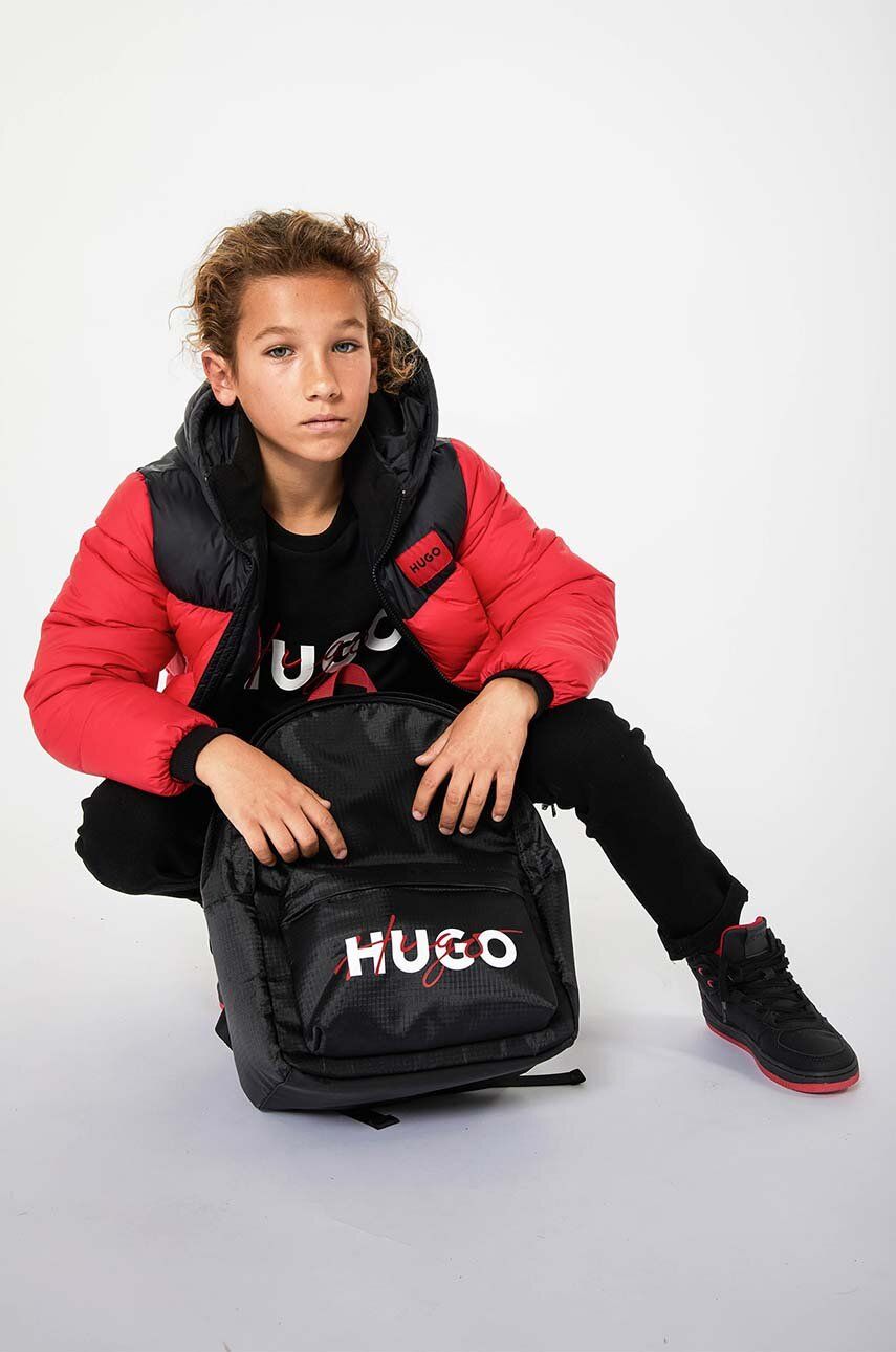 Детский рюкзак HUGO цвет чёрный большой с принтом