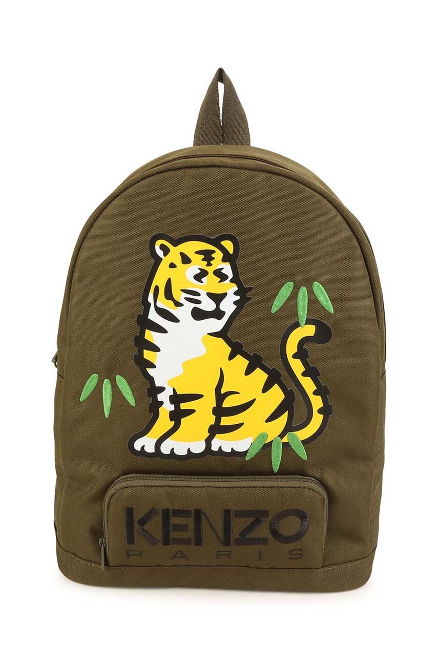 Детский рюкзак Kenzo Kids цвет зелёный большой с принтом