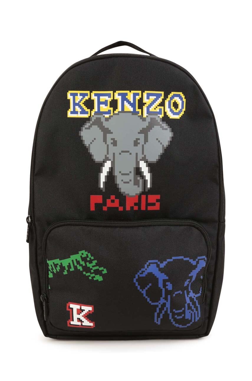 Kenzo Kids ghiozdan copii culoarea negru, mare, cu imprimeu