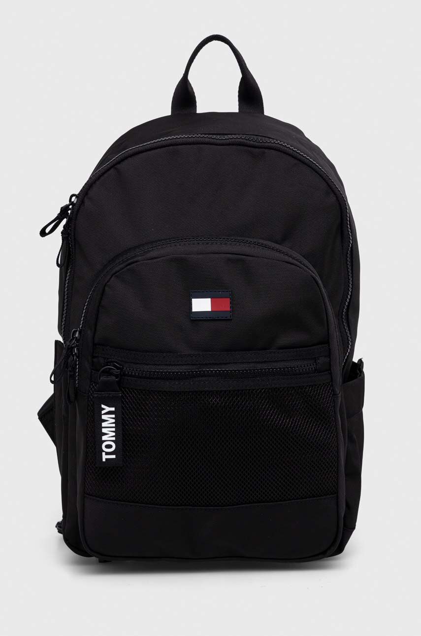 Dětský batoh Tommy Hilfiger černá barva, malý, vzorovaný - černá - Hlavní materiál: 100 % Polyester