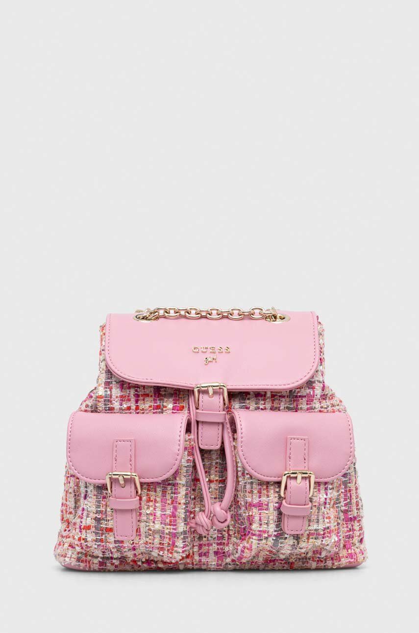 Dětský batoh Guess růžová barva, malý, vzorovaný - růžová - Hlavní materiál: 95 % Polyester