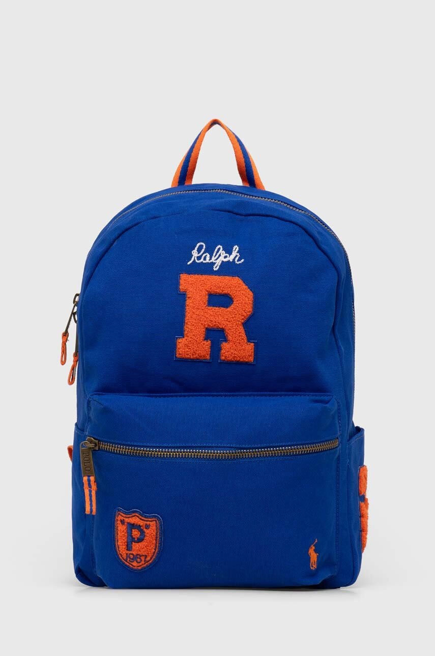 Детский рюкзак Polo Ralph Lauren цвет синий большой с аппликацией Детский рюкзак Polo Ralph Lauren цвет синий большой с аппликацией