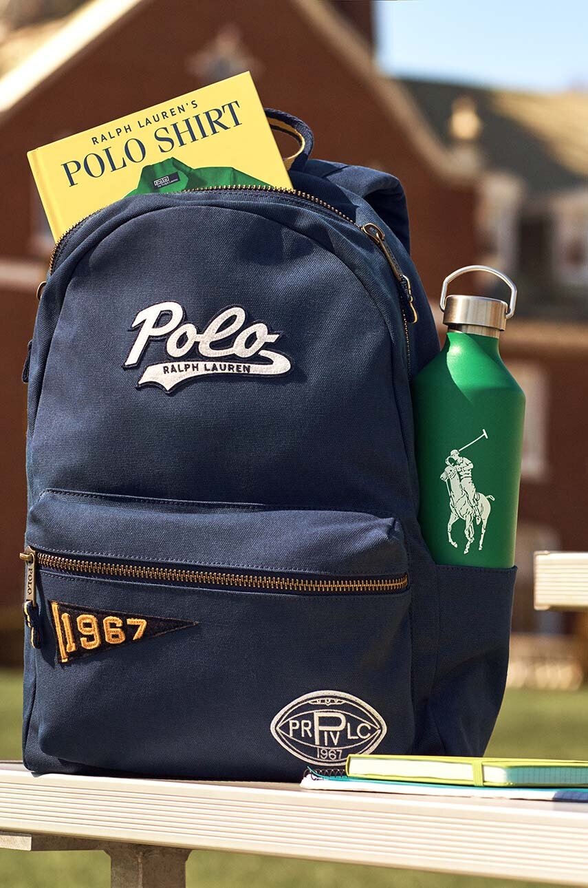 

Дитячий рюкзак Polo Ralph Lauren колір синій великий з аплікацією