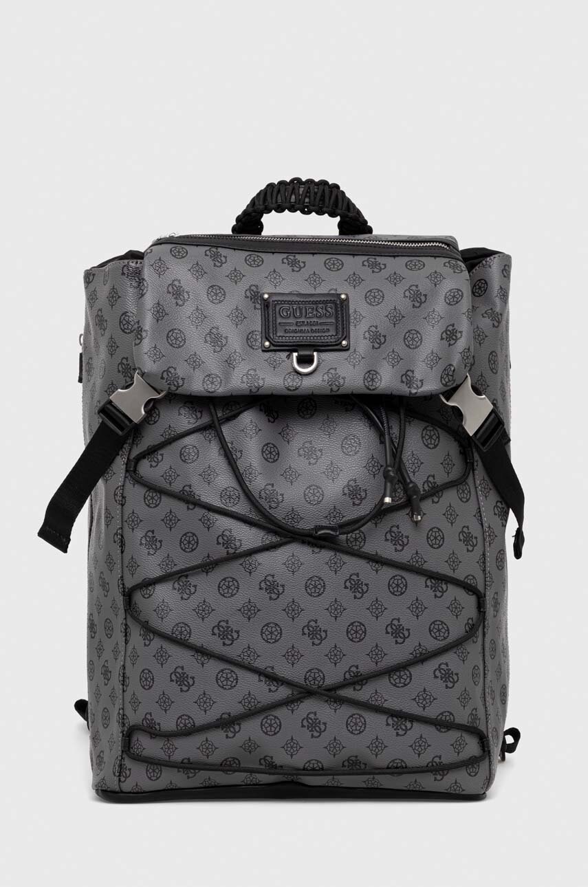 

Раница Guess в сиво голям размер с десен, Сив