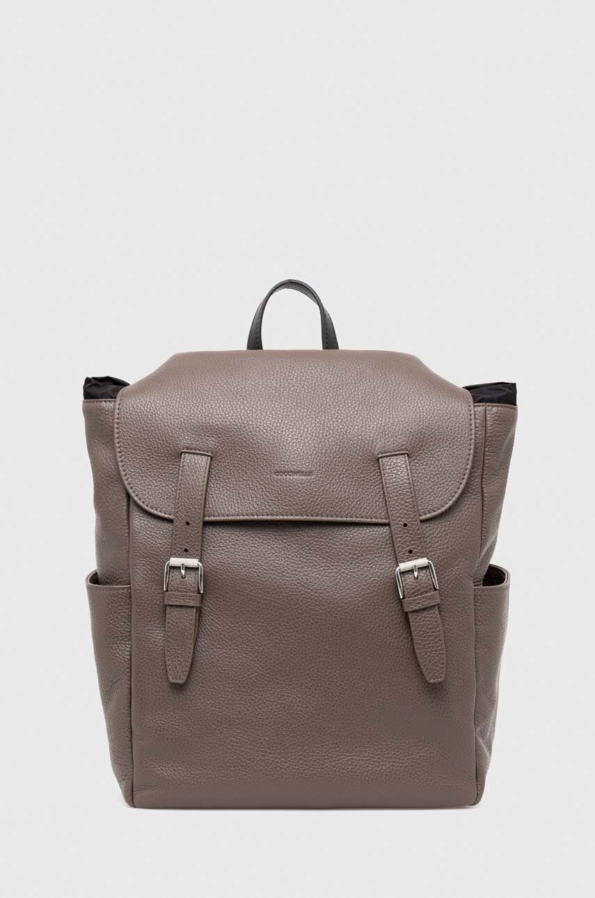 E-shop Kožený batoh Coccinelle pánský, fialová barva, velký, hladký