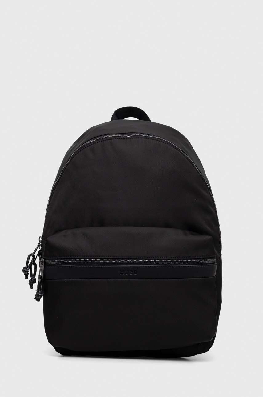 Batoh HUGO pánský, černá barva, velký, hladký - černá - Hlavní materiál: 100 % Recyklovaný polyester
