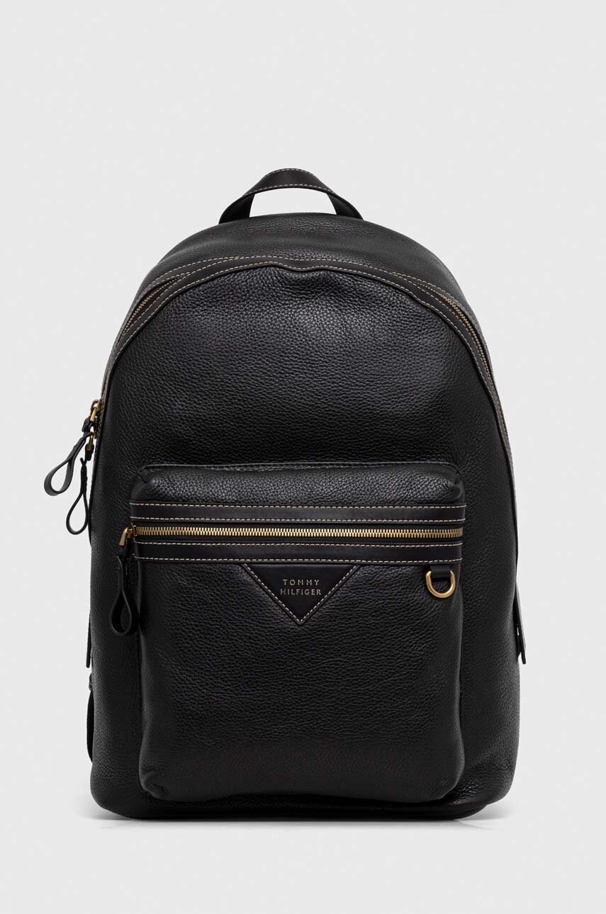 

Шкіряний рюкзак Tommy Hilfiger чоловічий колір чорний великий однотонний