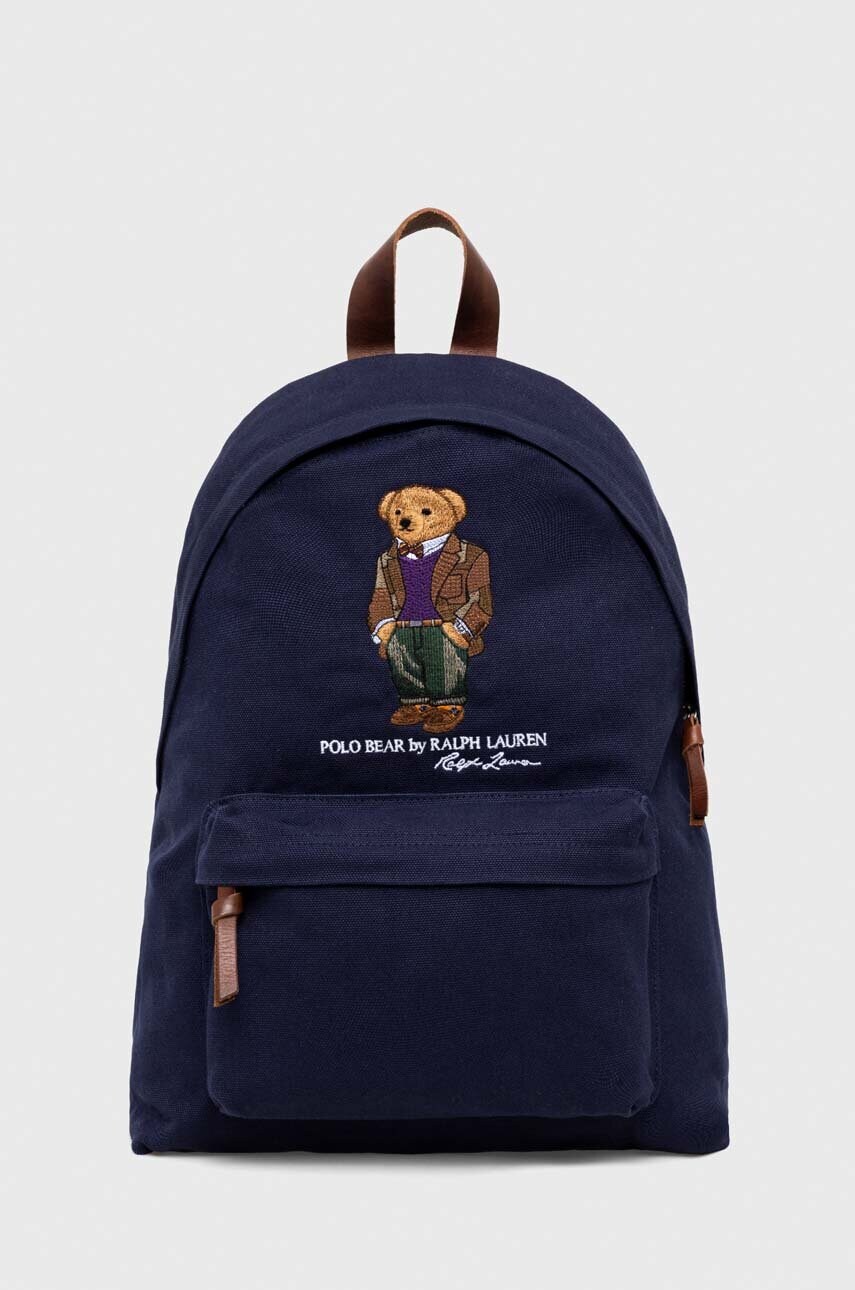 

Памучна раница Polo Ralph Lauren в тъмносиньо голям размер с апликация, Тъмносин