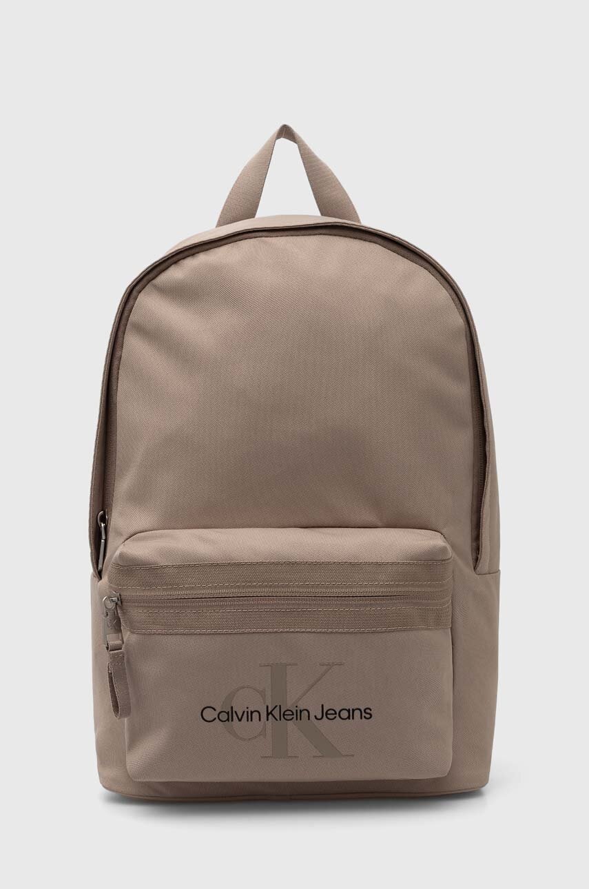 

Раница Calvin Klein Jeans в бежово голям размер с принт, Бежов