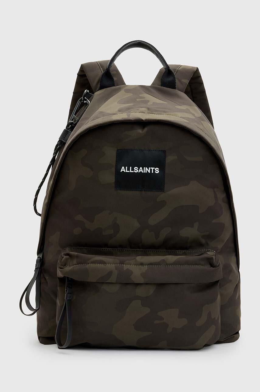 AllSaints rucsac CARABINER NYLON BACK barbati, culoarea verde, mare, neted