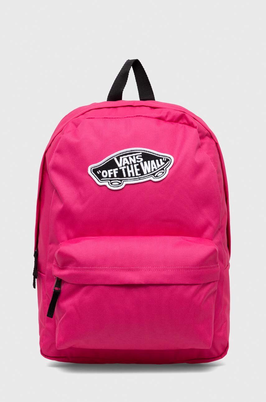 Batoh Vans růžová barva, velký, s aplikací - růžová -  100 % Polyester