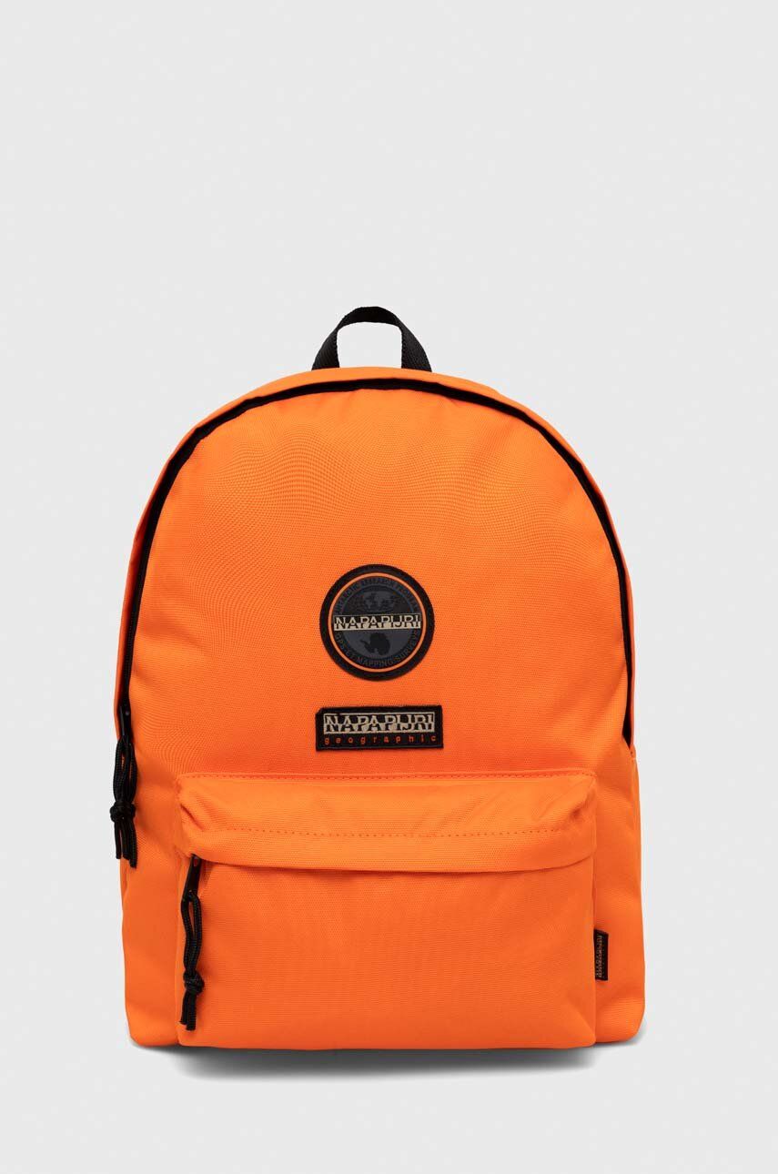 Batoh Napapijri oranžová barva, velký, s aplikací - oranžová -  100 % Polyester