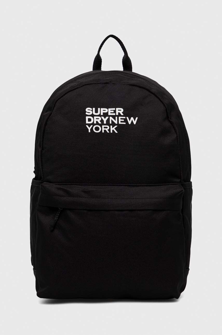 Batoh Superdry černá barva, velký, s potiskem - černá - 100 % Polyester