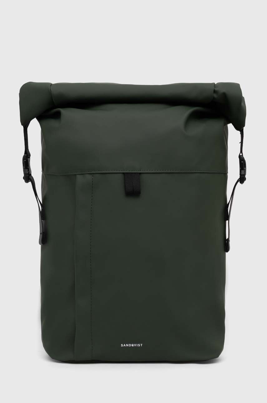 Batoh Sandqvist Konrad zelená barva, velký, hladký, SQA2183 - zelená - 100 % Recyklovaný polyester