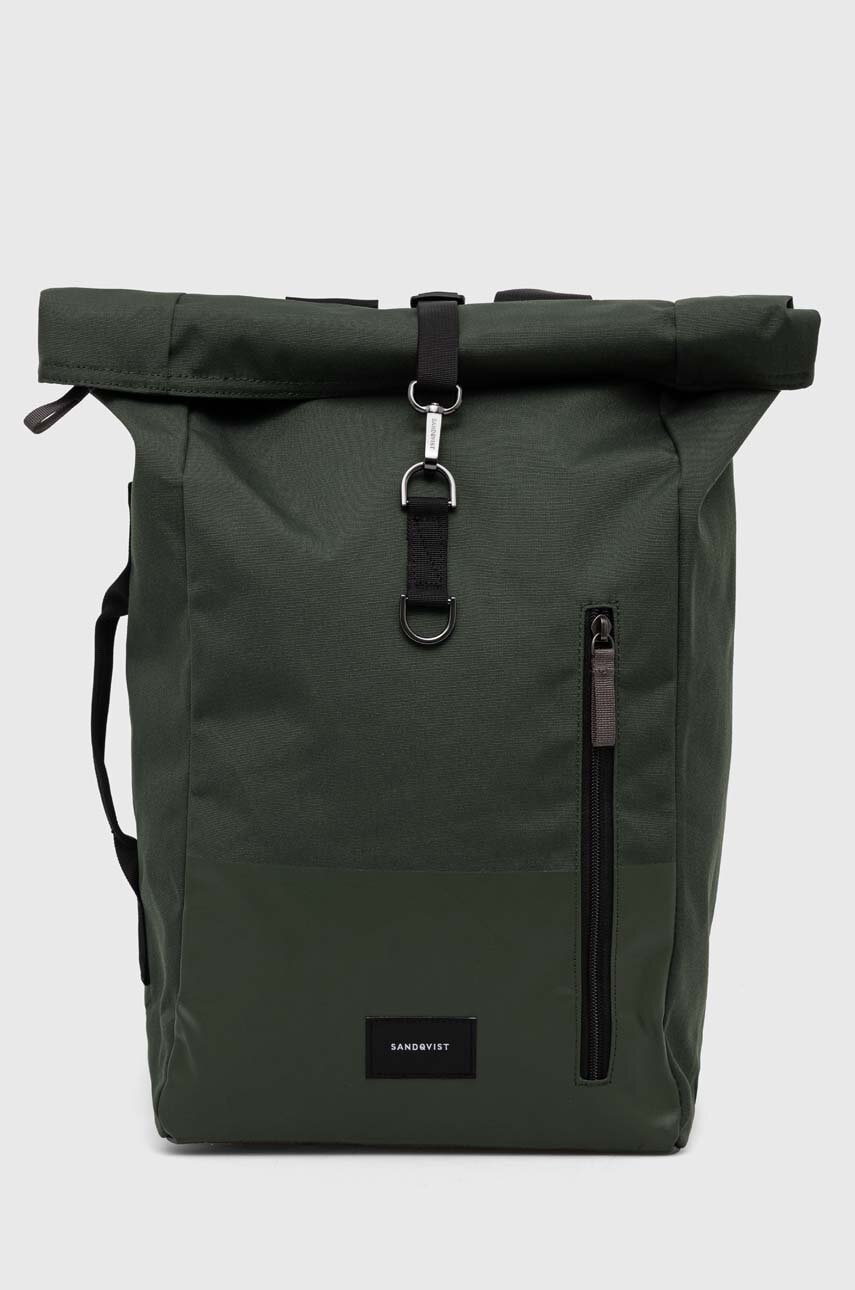 Sandqvist rucsac Dante Vegan culoarea verde, mare, uni