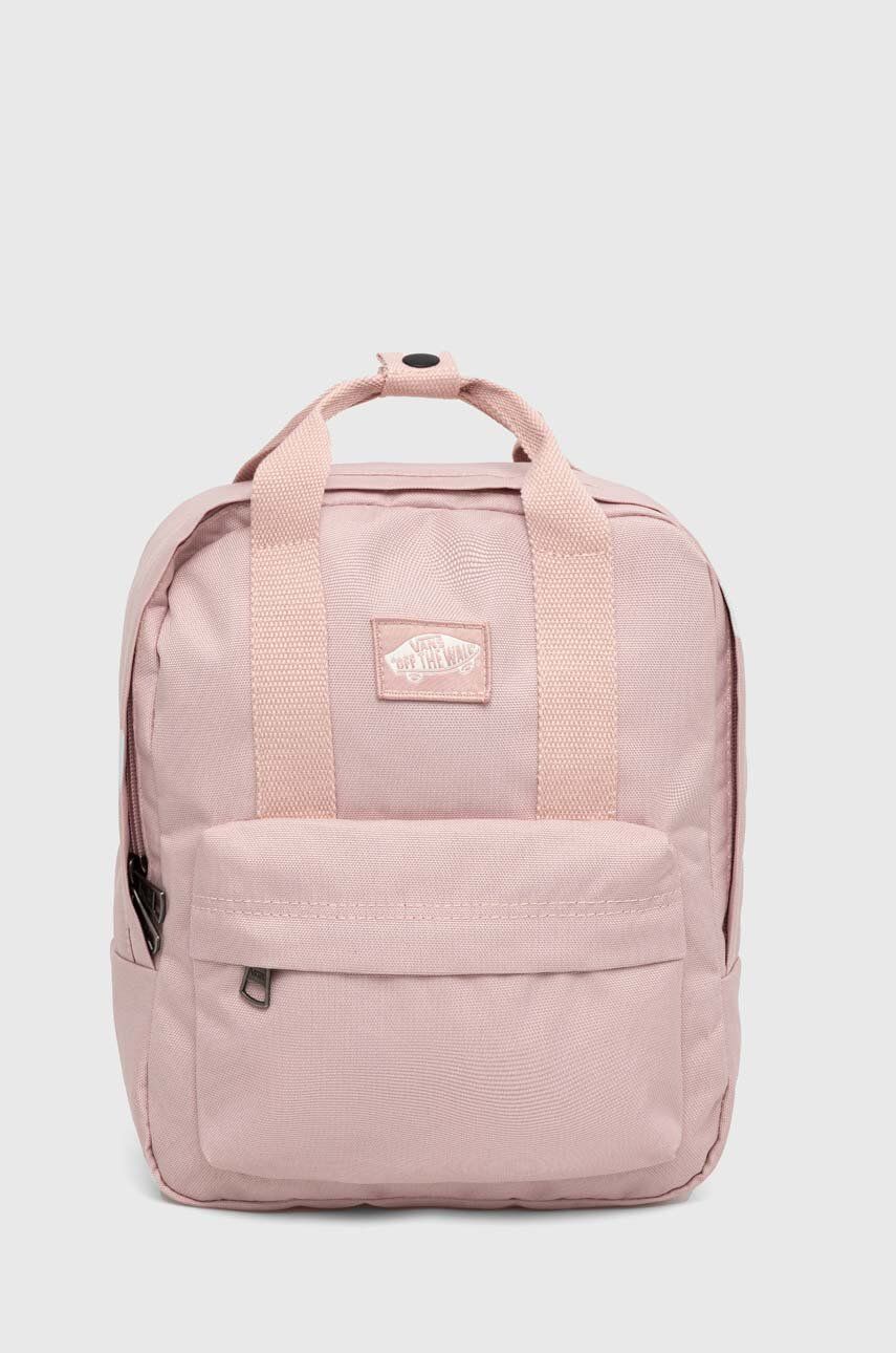 Batoh Vans růžová barva, malý, hladký - růžová - 100 % Polyester