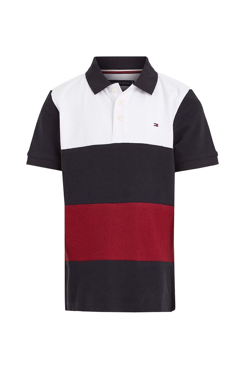 Дитяче бавовняне поло Tommy Hilfiger колір синій візерунок Дитяче бавовняне поло Tommy Hilfiger колір синій візерунок