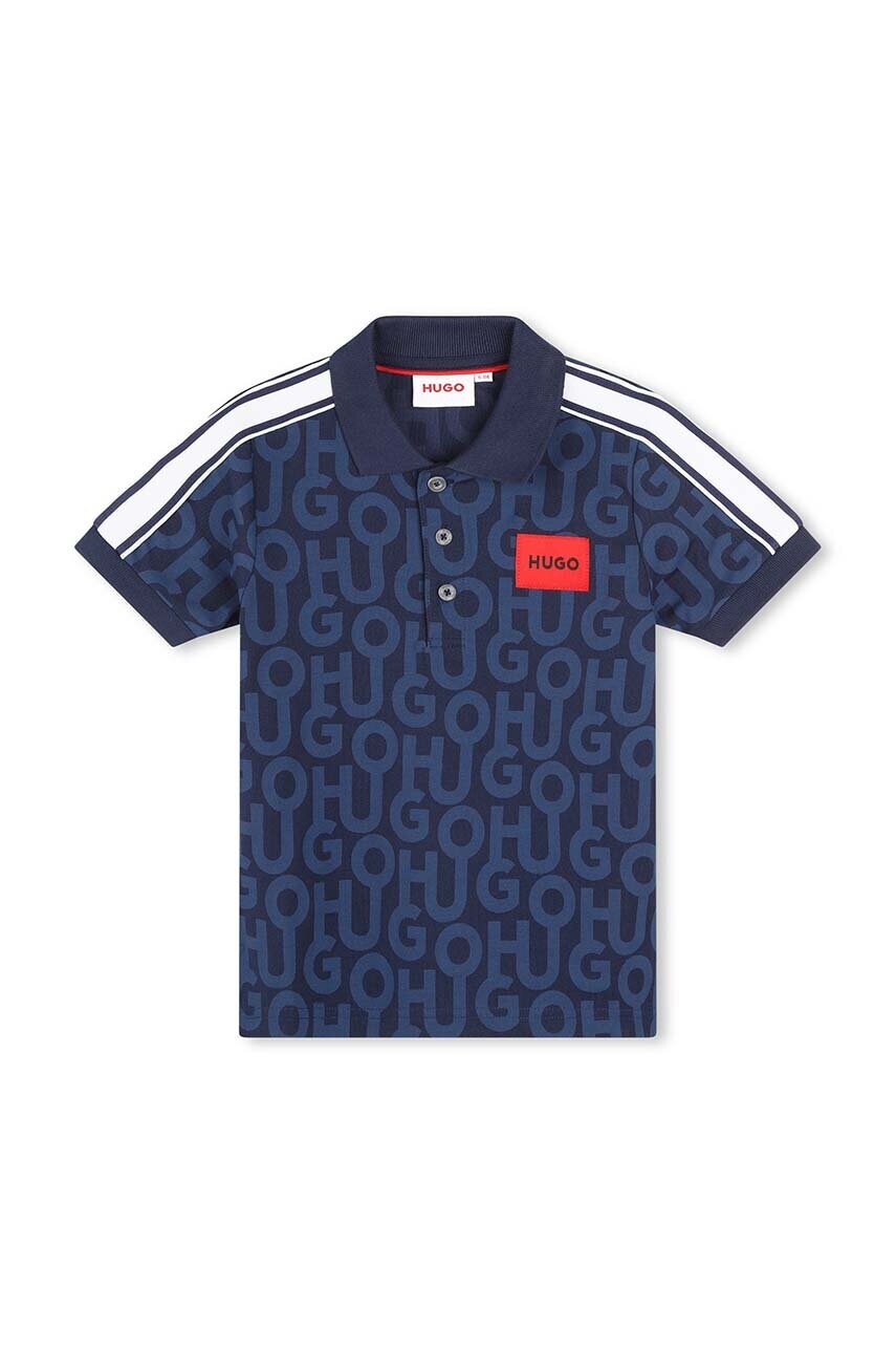 Дитяче поло HUGO колір синій візерунок Дитяче поло HUGO колір синій візерунок