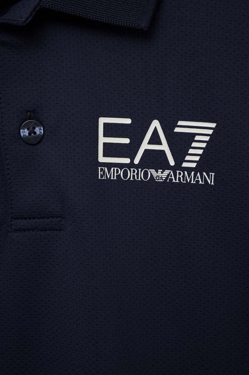EA7 Emporio Armani Tricou Polo Copii Culoarea Albastru Marin, Cu Imprimeu