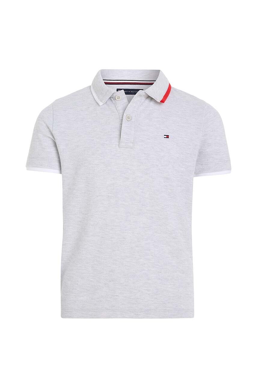 

Дитяче бавовняне поло Tommy Hilfiger колір сірий однотонний