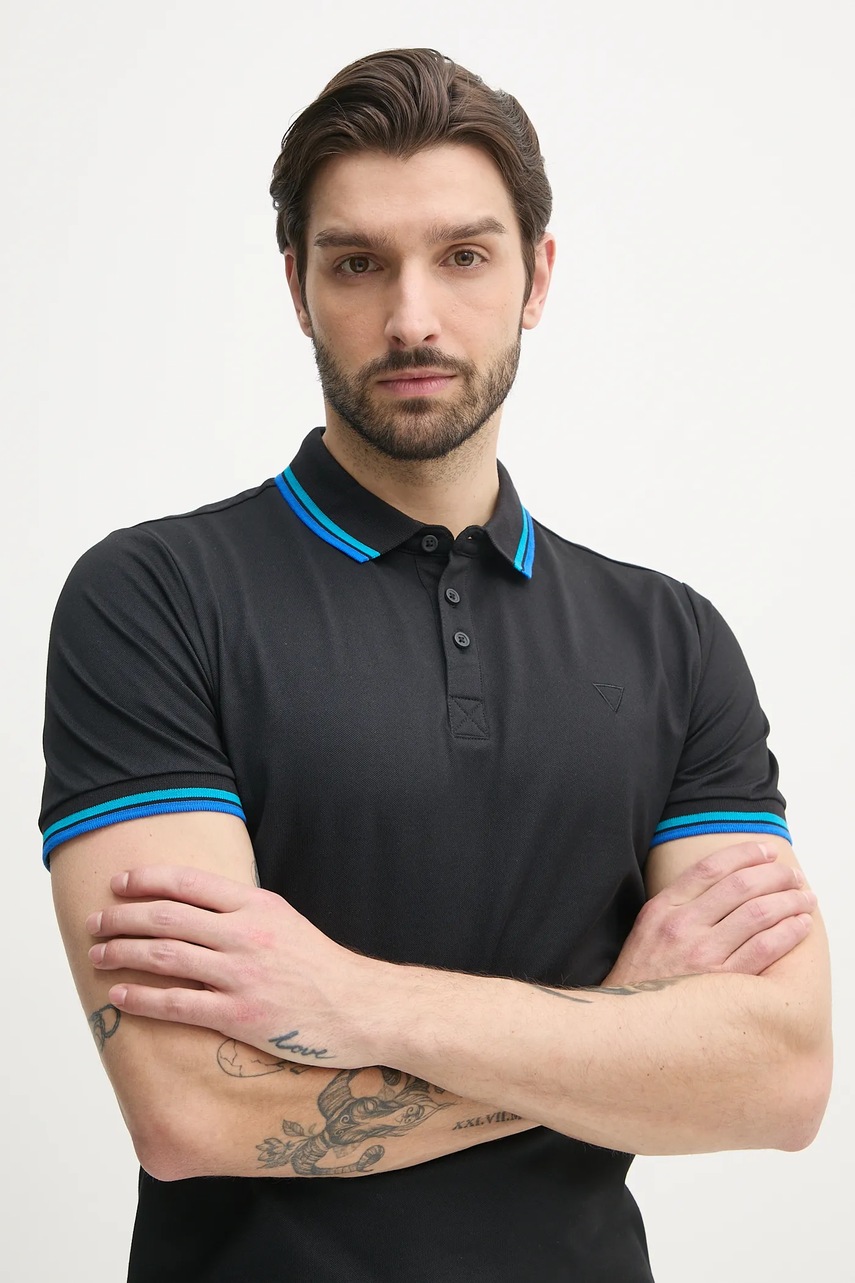 Πόλο Guess χρώμα: μαύρο φωτογραφία