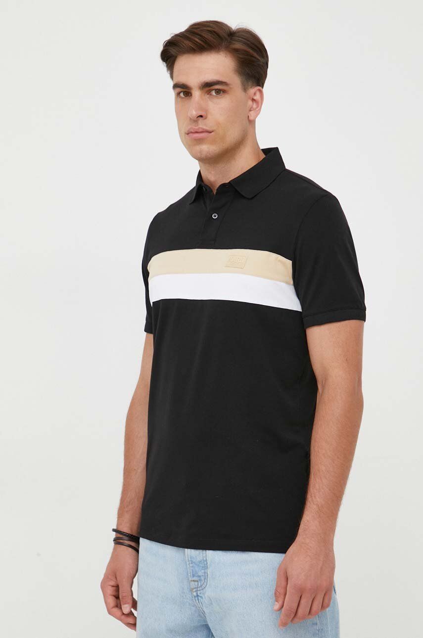 Levně Polo tričko Karl Lagerfeld černá barva
