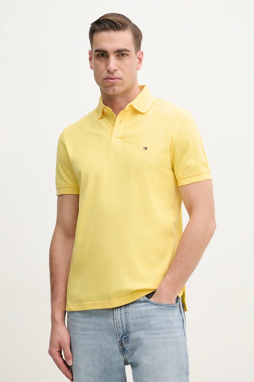 Levně Polo tričko Tommy Hilfiger pánské, žlutá barva, se vzorem, MW0MW17770