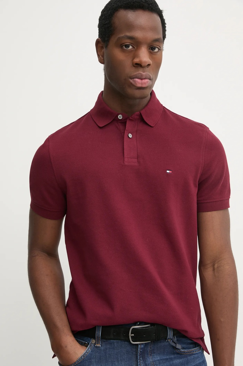 

Тениска с яка Tommy Hilfiger в бордо с десен MW0MW17770