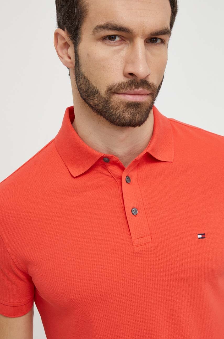 

Тениска с яка Tommy Hilfiger в синьо с десен MW0MW17771, Оранжев