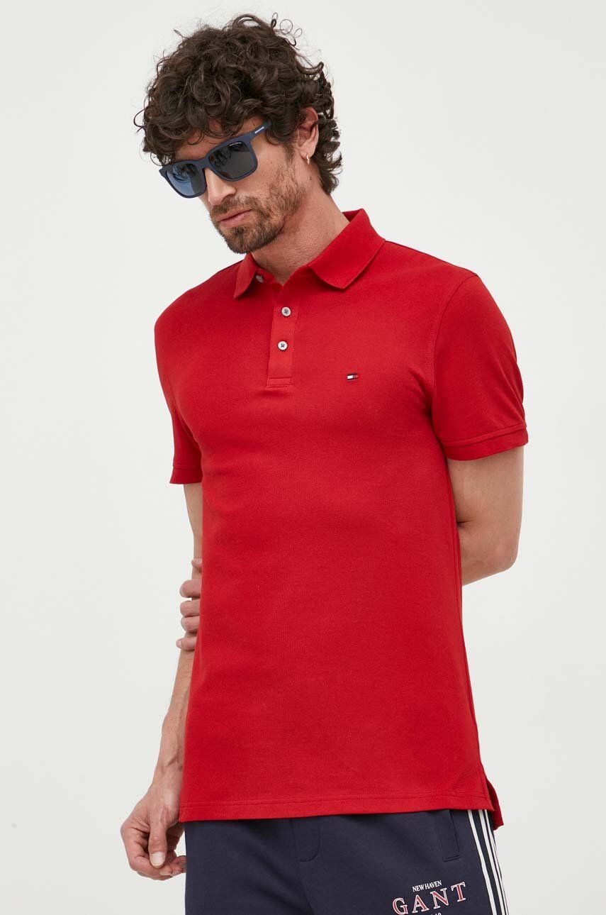 Levně Polo tričko Tommy Hilfiger červená barva, MW0MW17771