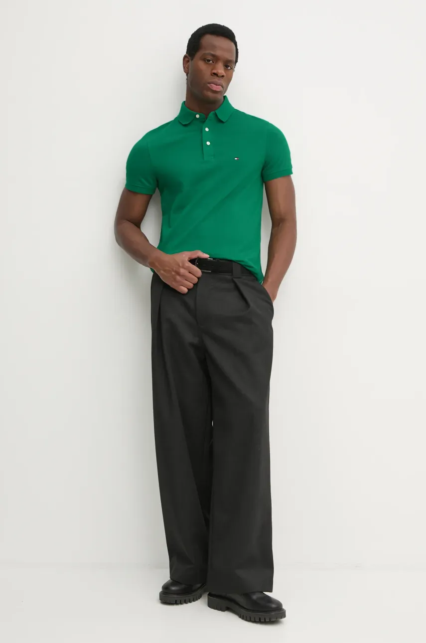 Поло Tommy Hilfiger мужское цвет зелёный узорное MW0MW17771 Поло Tommy Hilfiger мужское цвет зелёный узорное MW0MW17771