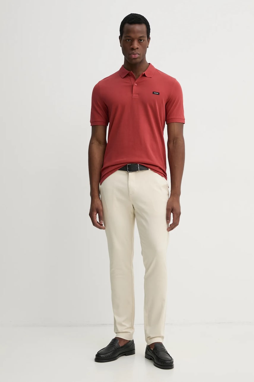 Поло Calvin Klein мужское цвет оранжевый однотонное K10K111196 Поло Calvin Klein мужское цвет оранжевый однотонное K10K111196