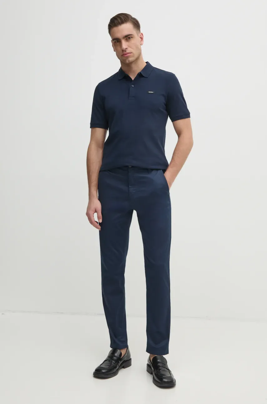 Поло Calvin Klein мужское цвет синий однотонное K10K111196 Поло Calvin Klein мужское цвет синий однотонное K10K111196