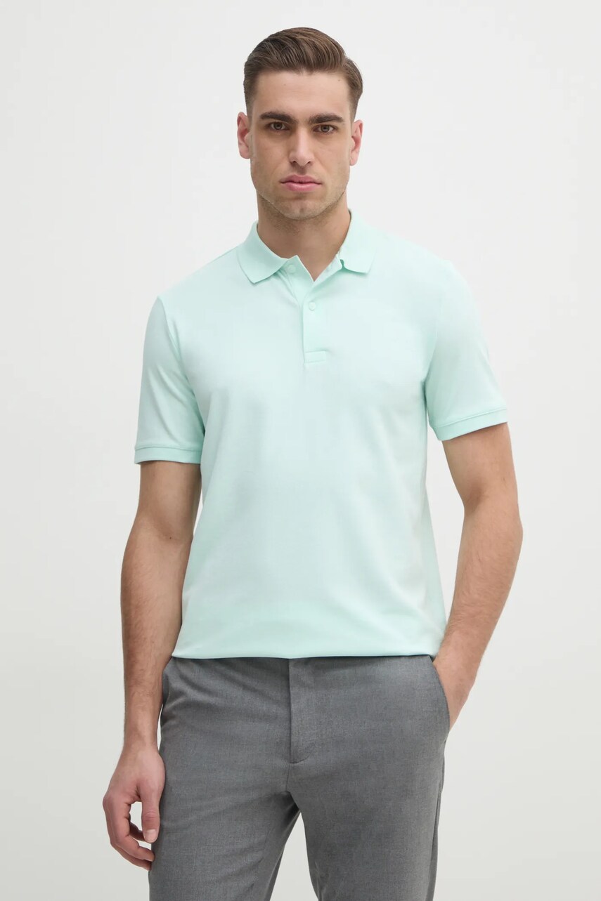 Levně Polo tričko Calvin Klein tyrkysová barva, K10K111196
