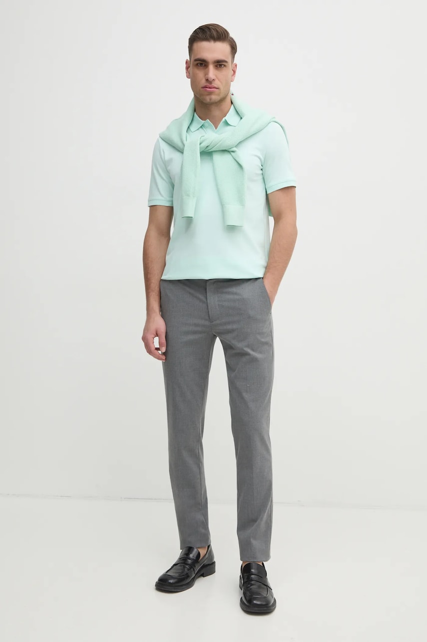 Поло Calvin Klein мужское цвет бирюзовый однотонное K10K111196 Поло Calvin Klein мужское цвет бирюзовый однотонное K10K111196