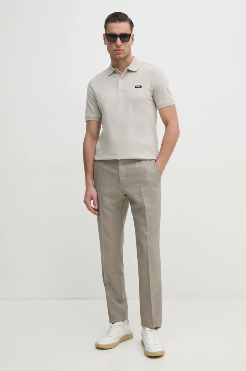 Поло Calvin Klein мужское цвет серый однотонное K10K111196 Поло Calvin Klein мужское цвет серый однотонное K10K111196