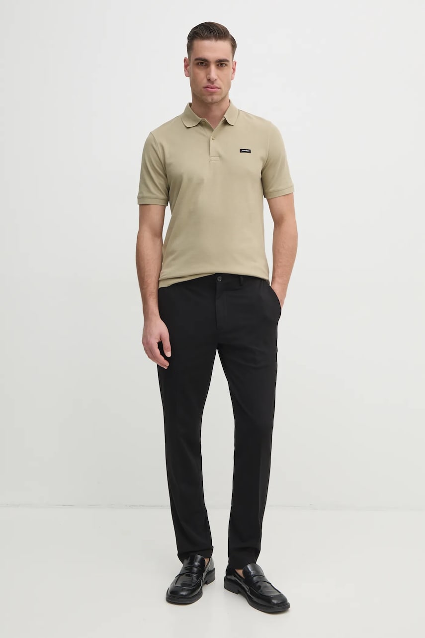 Поло Calvin Klein мужское цвет зелёный однотонное K10K111196 Поло Calvin Klein мужское цвет зелёный однотонное K10K111196