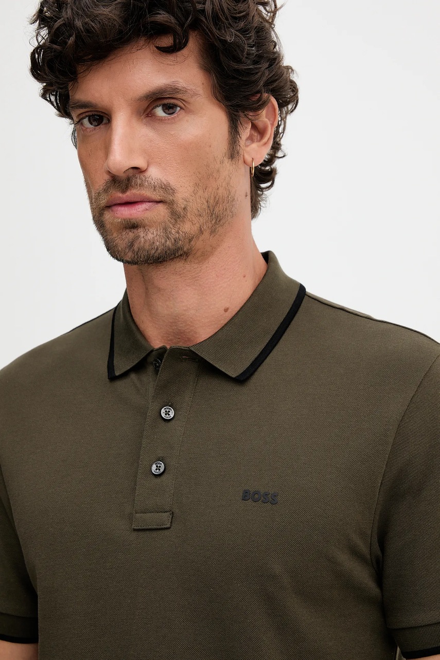 Βαμβακερό μπλουζάκι πόλο BOSS χρώμα: μπλε, 50494697 φωτογραφία