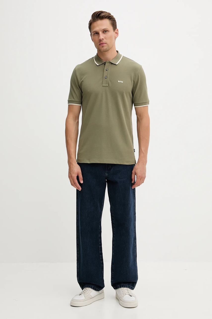 Хлопковое поло BOSS однотонное 50494697 Хлопковое поло BOSS однотонное 50494697