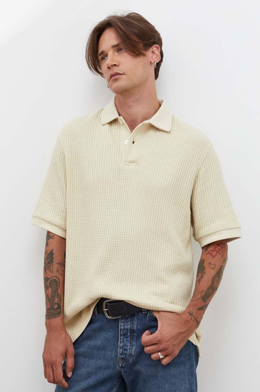 E-shop Bavlněné polo tričko Samsoe Samsoe béžová barva